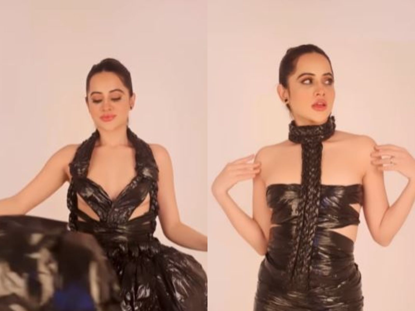Moschino Black Garbage Bag Gown, right | SAIC Digital Collections